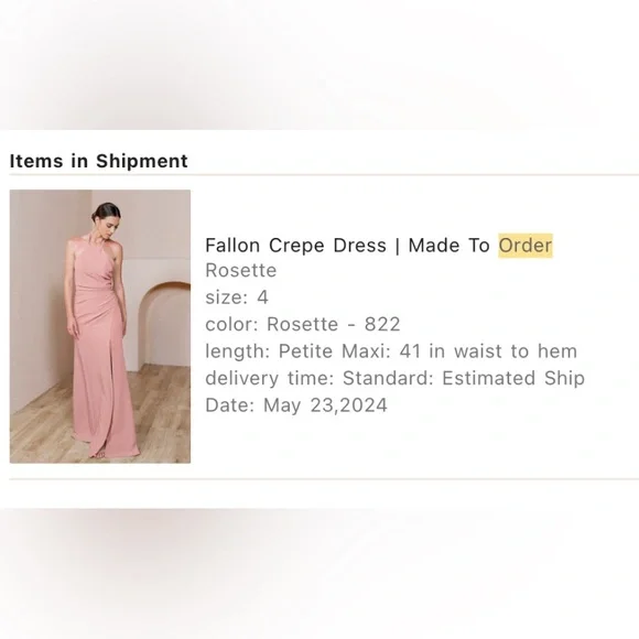 Revelry Fallon Crepe Dress Rosette Size 4 Petite, No Alterations - Picture 2 of 7